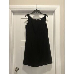 Ann Taylor Black Shimmer A Line Sleeveless Back Zipper Dress Size 14 Cocktail